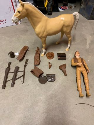 Vintage Marx Johnny West Figure With Some Accessories And Thunderbolt