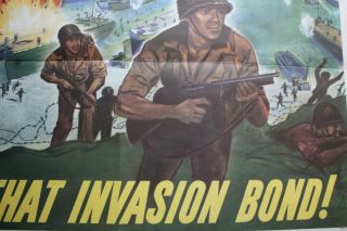 WWII INVASION WAR BOND POSTER USAAF NAVY ARMY P39 D DAY NORMANDY 1944 2