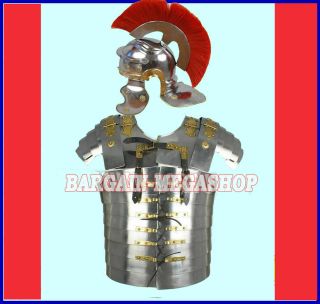 Lorica Segmentata Armour With Roman Centurion Helmet Red Plume Ancient Item