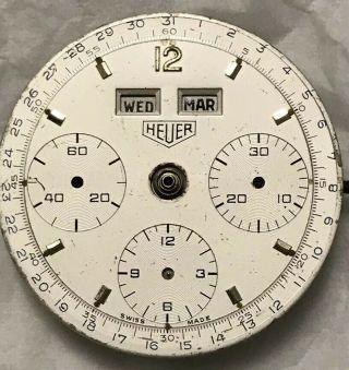 Vintage Heuer Dato 12 Chronograph For Ref.  2547s Only Dial And Movement V72c.