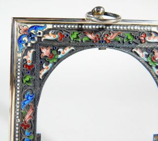 Antique 1800 ' s Imperial Russian Enamel Sterling 84 Icon Frame OKLAD 2