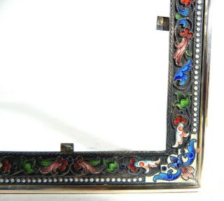 Antique 1800 ' s Imperial Russian Enamel Sterling 84 Icon Frame OKLAD 3