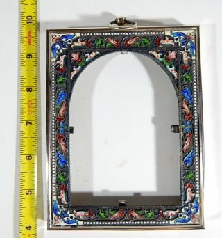 Antique 1800 ' s Imperial Russian Enamel Sterling 84 Icon Frame OKLAD 5
