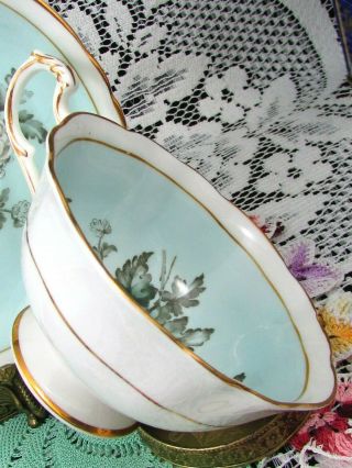 PARAGON CHRYSANTHEMUM WHITE & BLUE WIDE MOUTH TEA CUP AND SAUCER 3