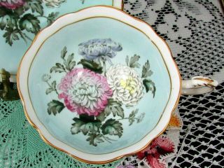 PARAGON CHRYSANTHEMUM WHITE & BLUE WIDE MOUTH TEA CUP AND SAUCER 4