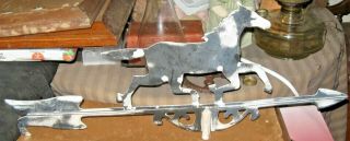 Vintage Running Horse Weathervane Black & Silver Colors Directional Wind Arrow
