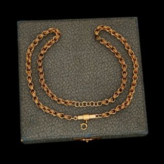Antique Vintage Nouveau 18k Yellow Gold Slider Slide Rolo Link Chain Necklace