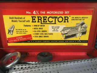 Vintage ERECTOR No.  4 1/2 Motorized Set w/Instructions Inside. 3