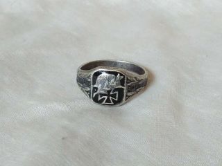 German Silver Ring Wwii Iron Cross Stahlhelm
