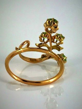 Antique Russian Art Nouveau Demantoid 14K Gold Ring,  Moscow 1908 - 1917 3