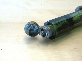 Antique Green Glass Double End Perfume Scent Bottle 2