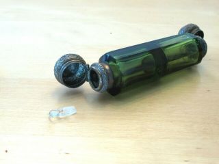 Antique Green Glass Double End Perfume Scent Bottle 3