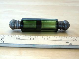 Antique Green Glass Double End Perfume Scent Bottle 5