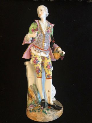 Monumental antique Meissen style porcelain figures of a gallant and lady 2