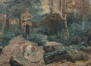 Antique American Illustration Bird Dog Hunting Oil Paintings aft.  Arthur B Frost 10
