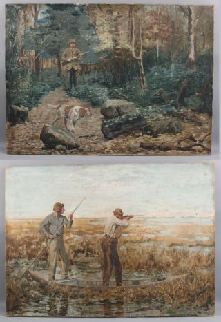 Antique American Illustration Bird Dog Hunting Oil Paintings Aft.  Arthur B Frost