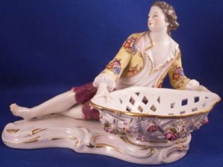 Antique 19thc Meissen Porcelain Figural Sweetmeat Dish Porzellan Figurine Figure