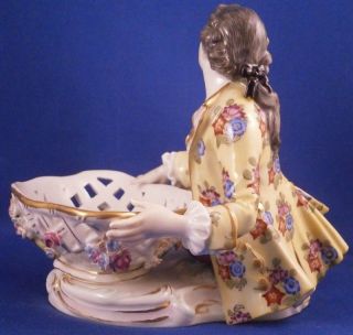 Antique 19thC Meissen Porcelain Figural Sweetmeat Dish Porzellan Figurine Figure 4