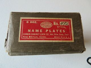 Vintage Nos Name Plates ; 15 Brass Drawer Name Plates And 15 Stn Stl Plates