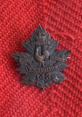 Canada Wwi Great War Collar Badge 143rd Battalion Bantams Victoria Bc