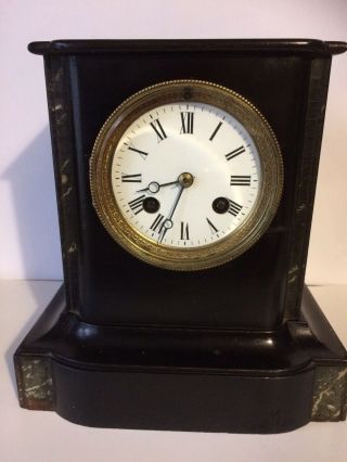 Antique French 19th Century Ebonised Faux Green Tortoiseshell Wood Clock