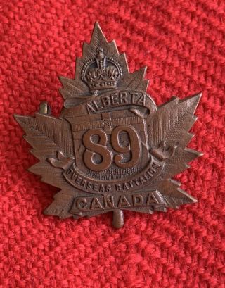 Canada Wwi Great War Cap Badge 89th Battalion Calgary Alberta Cef