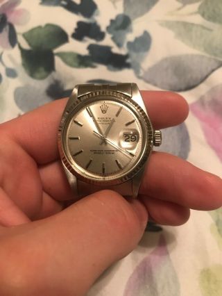 Vintage Rolex Oyster Perpetual Datejust White Gold Bezal