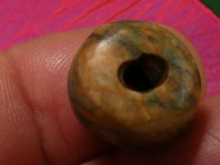 ANCIENT PRE - COLUMBIAN - MESOAMER.  MAYAN JADE BELIZE BEAD 16.  3 BY 12.  1 MM TOPS 4