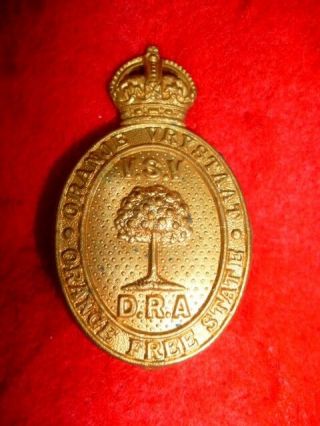 South African - Orange State Defence Rifle Association D.  R.  A.  Kc Cap Badge
