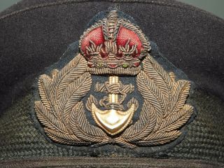 British Royal Navy Ww2 Officer Bullion Badged Wool Visor Cap Antique Peaked Hat