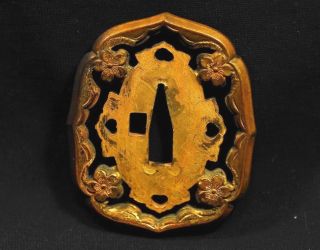 Tsuba Open - Work Gunto Katana Ww2 Japanese Army Sword Fitting Mounting Parts