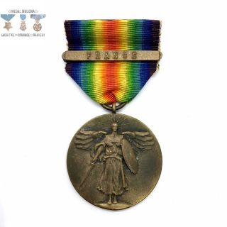 Wwi U.  S.  Army Victory Medal France Bar Ring Top Full Wrap Brooch A.  E.  F.  Ww1