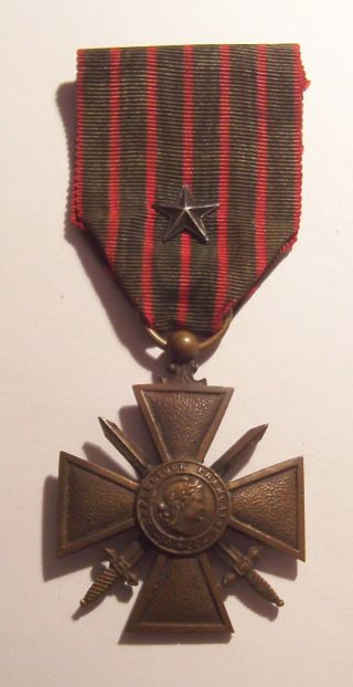 Vintage Ww I French Croix De Guerre Medal War Cross 14 - 16 With Silver Star