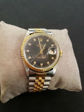 1988 Vintage Rolex Oyster Perpetual Datejust Quickset 16013 18k Gold/ss