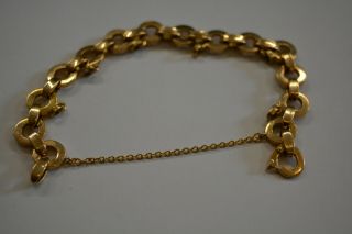 Vintage 18k Solid Rose Gold Charm Bracelet Heavy Bracelet 7.  5 "