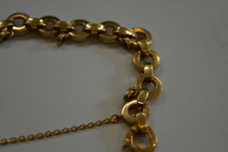 Vintage 18K Solid Rose Gold Charm Bracelet Heavy Bracelet 7.  5 