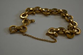 Vintage 18K Solid Rose Gold Charm Bracelet Heavy Bracelet 7.  5 