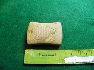 Real Engraved Ft.  Ancient Sandstone Spool Indian Artifacts / Arrowheads 3