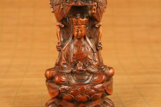 antique chinese old boxwood buddha kwan - yin statue figure netsuke 4
