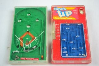 2 Vintage Tomy Pocket Games,  Baseball,  Times Up,