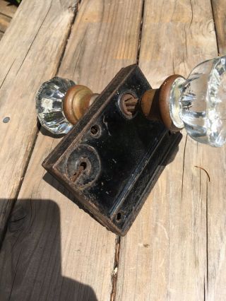 Vintage 2” 12 Pt Crystal Glass Door Knob Set with Mortise Lock. 5