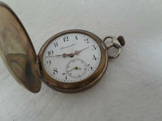 Old Pocket Watch Chronometre Systeme Glashutte 15 Rubis Hunter Case