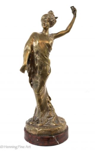 Maurice Gottlob Antique French Bronze Sculpture " La Belle Otero " Dancer,  Signed
