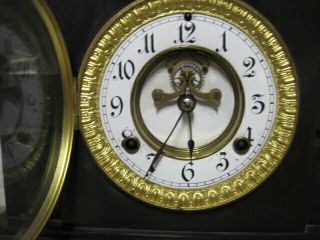 Heavy Waterbury Marble Mantle Clock Patented 1881 w/ Key Stately & Regal Looking 3
