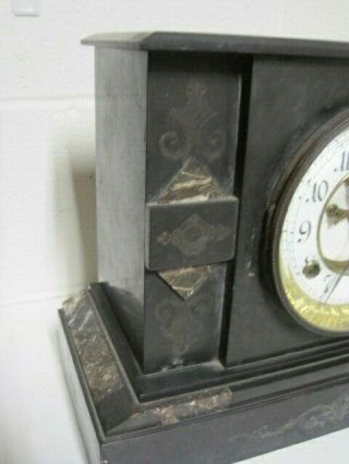 Heavy Waterbury Marble Mantle Clock Patented 1881 w/ Key Stately & Regal Looking 5