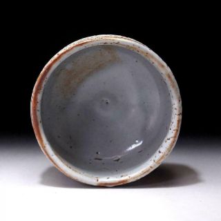 6G3: Japanese Pottery Tea bowl,  Shino ware by Famous potter,  Shuichi Sawada 6