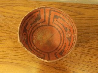 Antique Ancient Native American Pottery Black On Red Pot Bowl 7 - 1/4 Diameter Wow