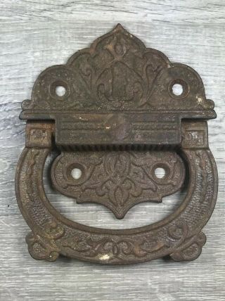 Eastlake Victorian Cast Iron Antique Trunk Handle Collectible Hardware Ornate