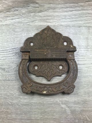 Eastlake Victorian Cast Iron Antique Trunk Handle Collectible Hardware Ornate 2