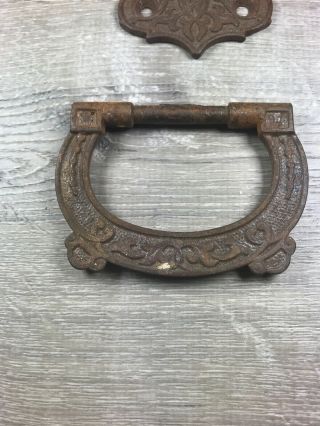 Eastlake Victorian Cast Iron Antique Trunk Handle Collectible Hardware Ornate 3